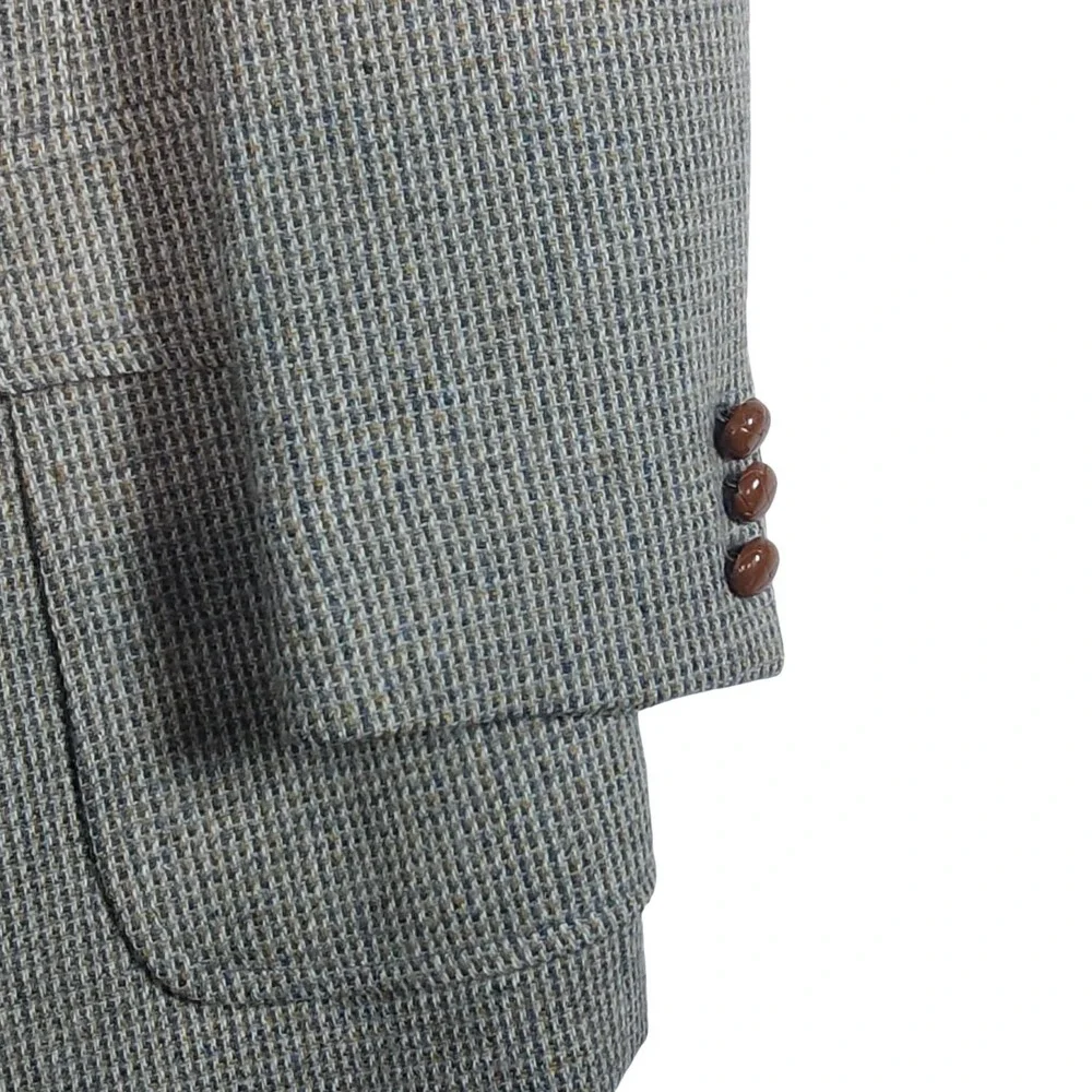 Pendleton Sport Coat Mens 46 Gray Check Wool Tweed Elbow Patch Blazer Jacket